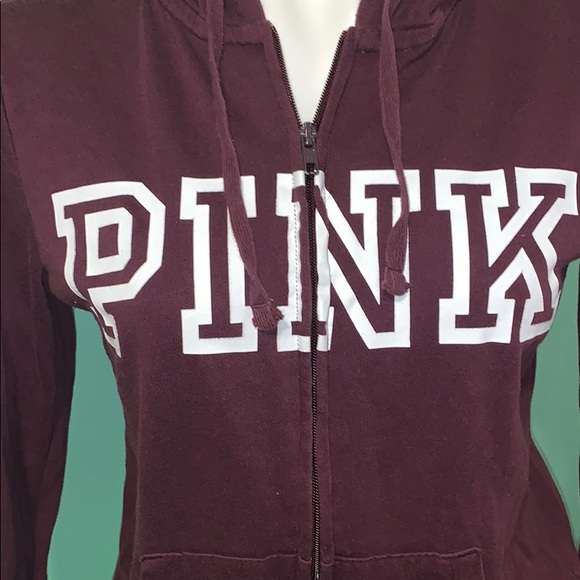 Maroon & White PINK victoria’s secret zip up - Picture 2 of 3